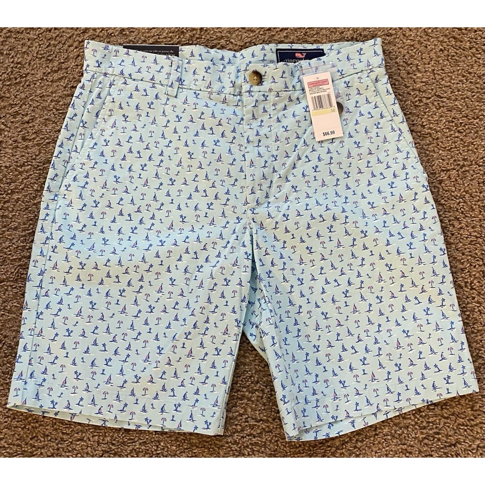 Vineyard Vines Shorts Mens 30 Sailing Sea Splash Breaker 9 Inch Stretch NEWā